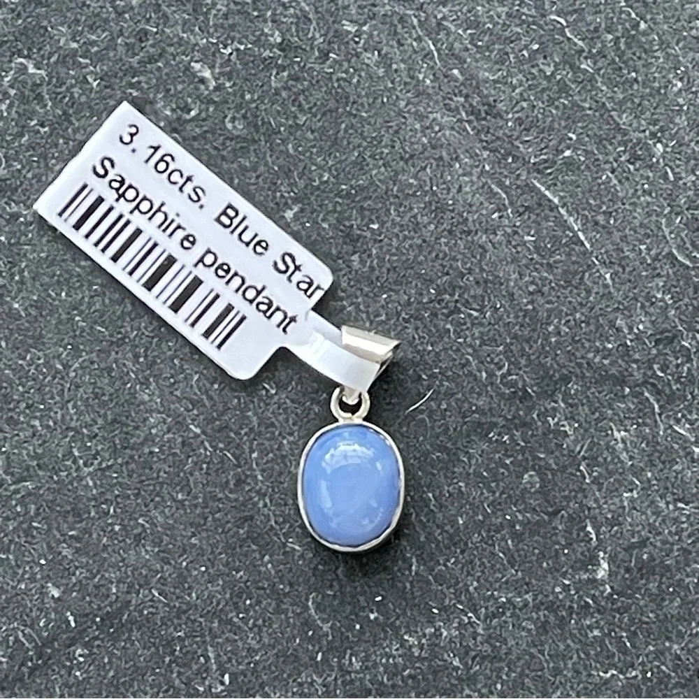 Elegant Sterling Silver 925 Blue Star Sapphire Pendant - Picture 4 of 11